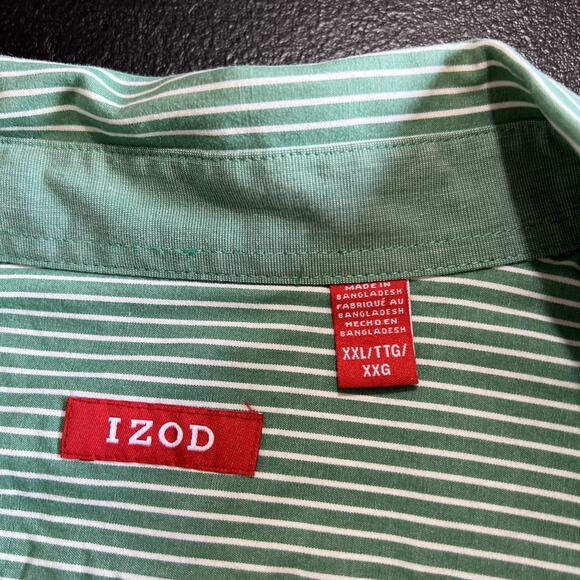 Lot Of 2 IZOD Men's 2XL Button-Down Long Sleeve Shirts Flip Cuffs Plaid Stripes - Picture 12 of 13